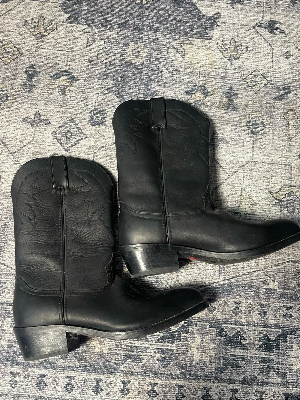 Durango | Men’s Western Oiled Black Leather Cowboy Boot Stitched Pull Tab 9.5EE
